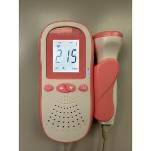 SpringBud FD-50B Baby Heartbeat Monitor Fetal Doppler Pink White LCD Display